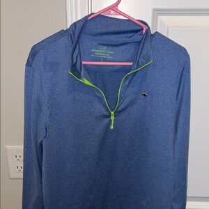 Vineyard Vines Blue Pullover with Neon Green Accents